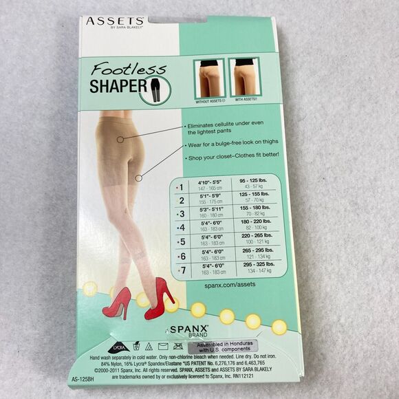 SPANX Assets by Sara Blakely Footless Shaper Tights Pantyhose Nude Brown Size 6 - Picture 4 of 7